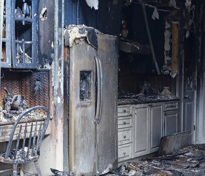 fire damaged residential kitchen